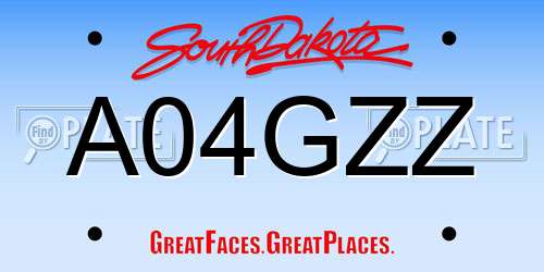 A04GZZ South Dakota License Plate