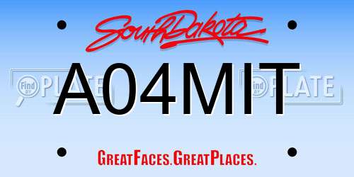 A04MIT South Dakota License Plate