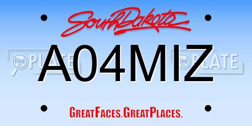 A04MIZ South Dakota License Plate