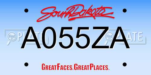 A055ZA South Dakota License Plate