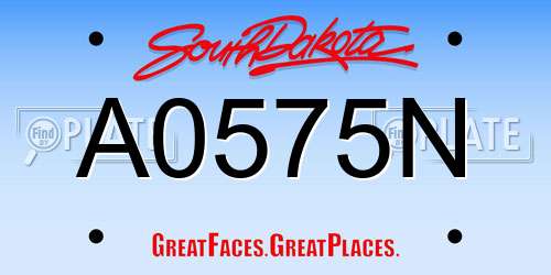 A0575N South Dakota License Plate
