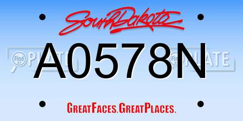 A0578N South Dakota License Plate