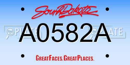 A0582A South Dakota License Plate