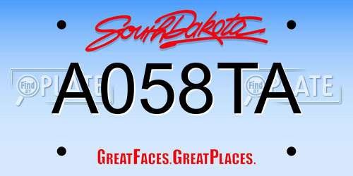 A058TA South Dakota License Plate
