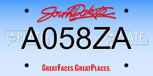 A058ZA South Dakota License Plate