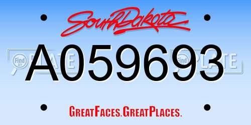 A059693 South Dakota License Plate