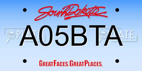 A05BTA South Dakota License Plate