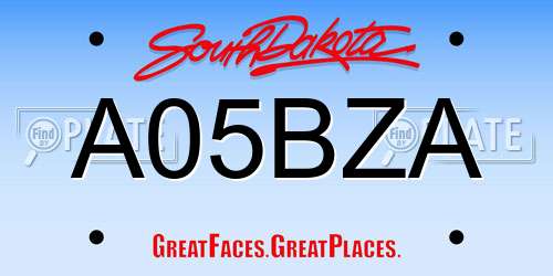 A05BZA South Dakota License Plate