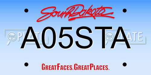 A05STA South Dakota License Plate