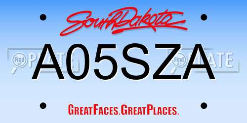 A05SZA South Dakota License Plate