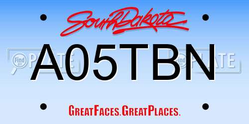 A05TBN South Dakota License Plate