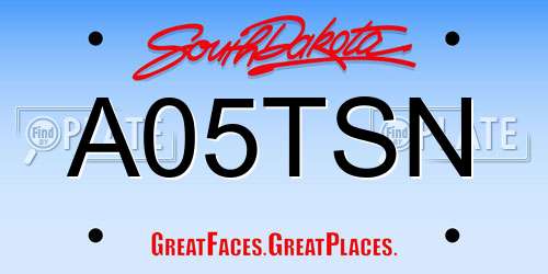 A05TSN South Dakota License Plate