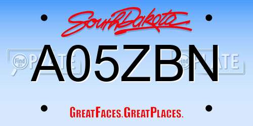 A05ZBN South Dakota License Plate