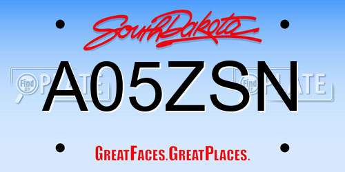 A05ZSN South Dakota License Plate