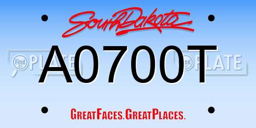 A0700T South Dakota License Plate