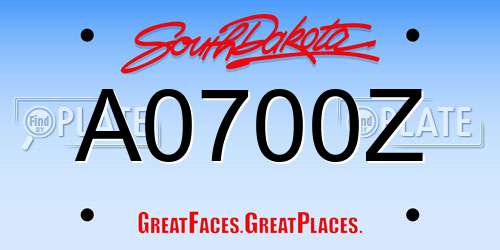 A0700Z South Dakota License Plate