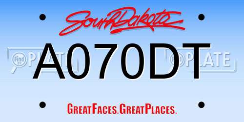 A070DT South Dakota License Plate