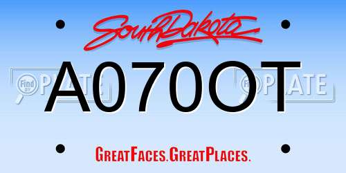 A070OT South Dakota License Plate