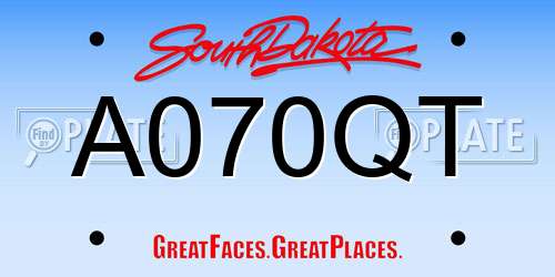 A070QT South Dakota License Plate