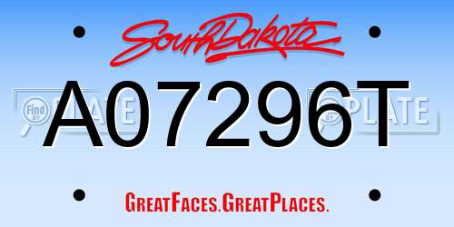 A07296T South Dakota License Plate