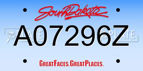 A07296Z South Dakota License Plate