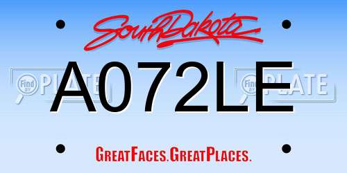 A072LE South Dakota License Plate