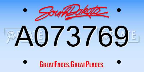 A073769 South Dakota License Plate