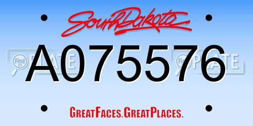 A075576 South Dakota License Plate