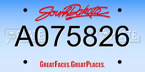 A075826 South Dakota License Plate
