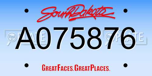 A075876 South Dakota License Plate