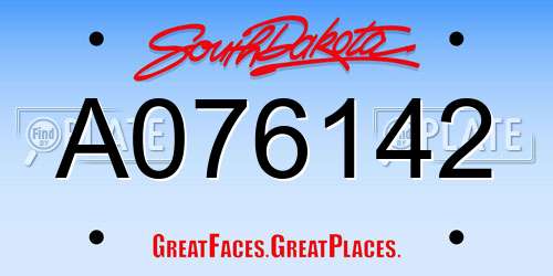 A076142 South Dakota License Plate