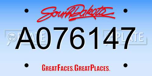 A076147 South Dakota License Plate