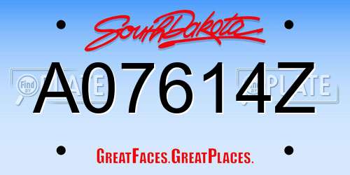 A07614Z South Dakota License Plate