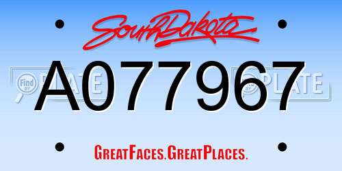 A077967 South Dakota License Plate