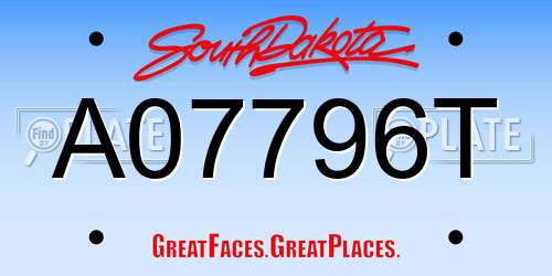 A07796T South Dakota License Plate