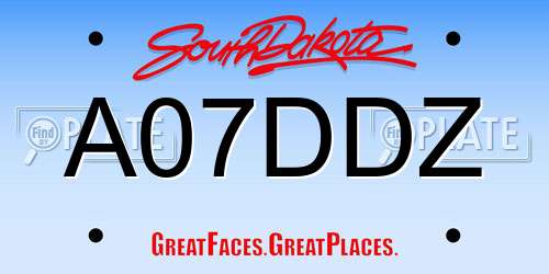 A07DDZ South Dakota License Plate