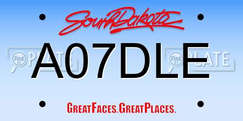 A07DLE South Dakota License Plate