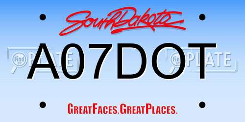 A07DOT South Dakota License Plate