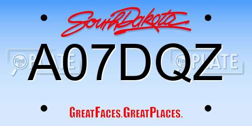 A07DQZ South Dakota License Plate