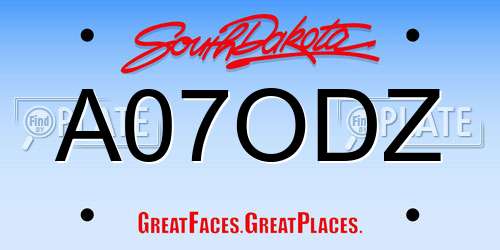 A07ODZ South Dakota License Plate