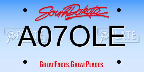 A07OLE South Dakota License Plate