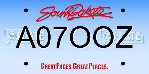 A07OOZ South Dakota License Plate