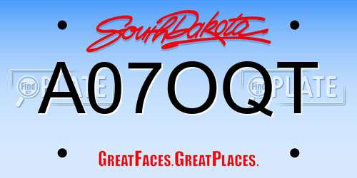 A07OQT South Dakota License Plate