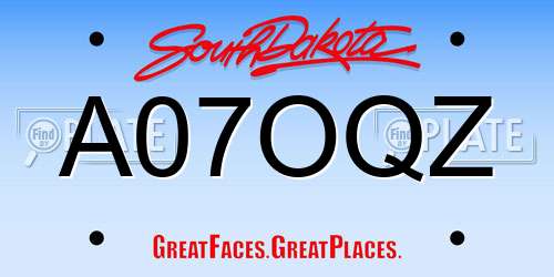 A07OQZ South Dakota License Plate