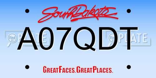 A07QDT South Dakota License Plate