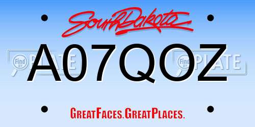 A07QOZ South Dakota License Plate