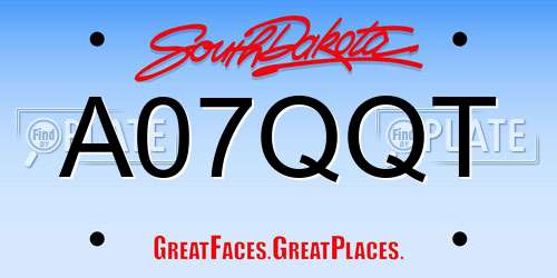 A07QQT South Dakota License Plate