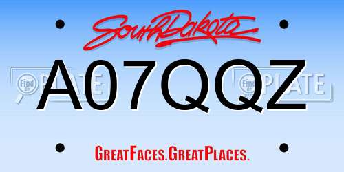 A07QQZ South Dakota License Plate