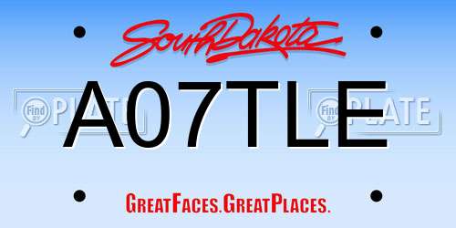 A07TLE South Dakota License Plate