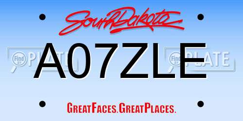 A07ZLE South Dakota License Plate